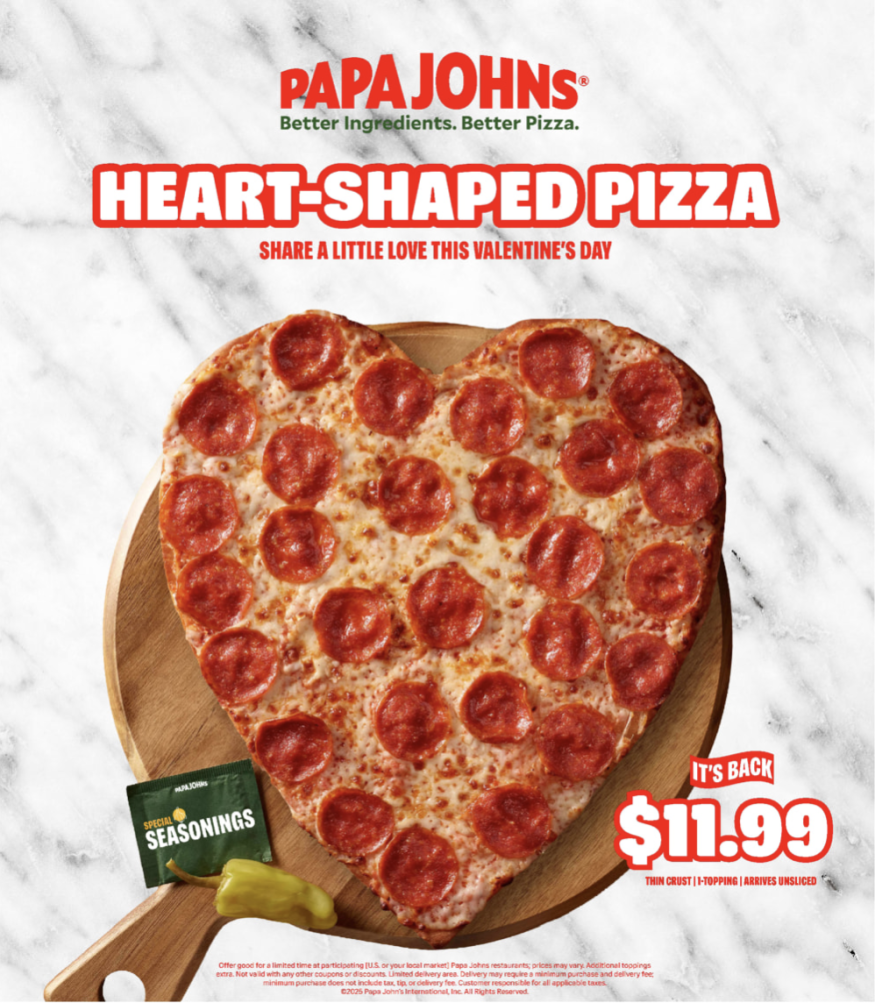 Papa John's Heart-shaped pizza