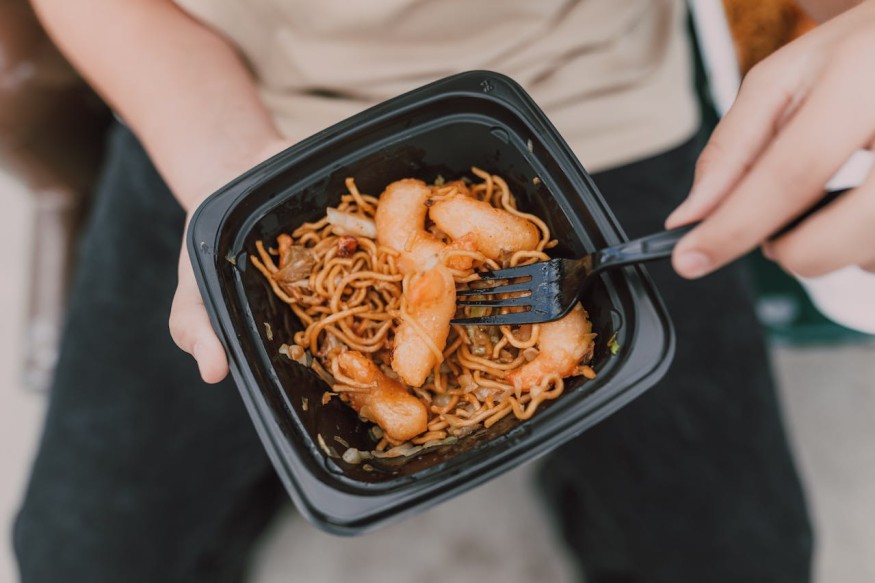 takeout food in a black box