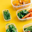 Vegetables in a plastic container