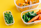 Vegetables in a plastic container