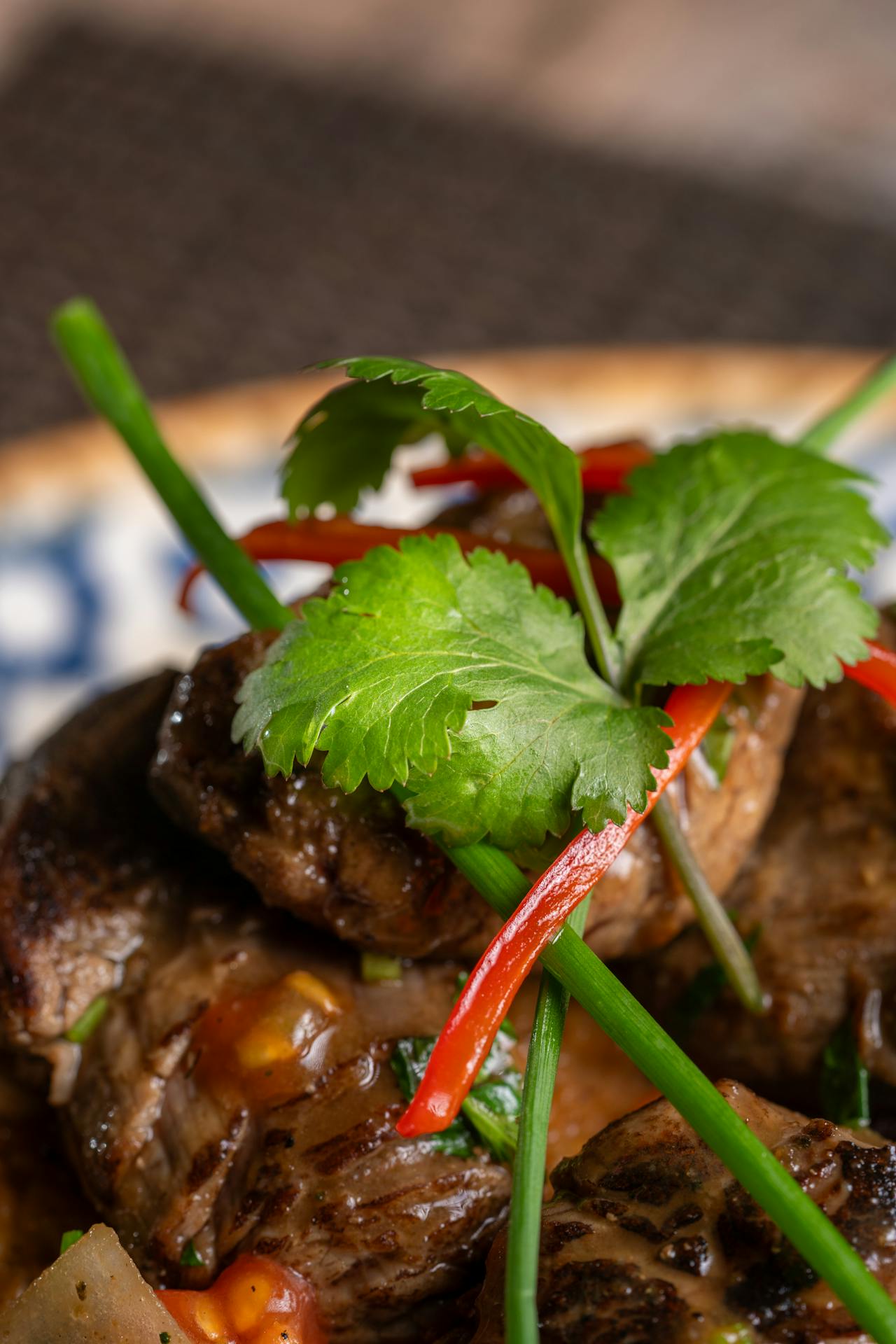 A dish with cilantro